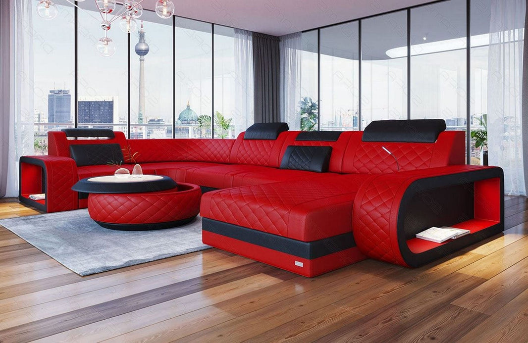 Mini Wohnlandschaft Berlin U-Form aus Leder