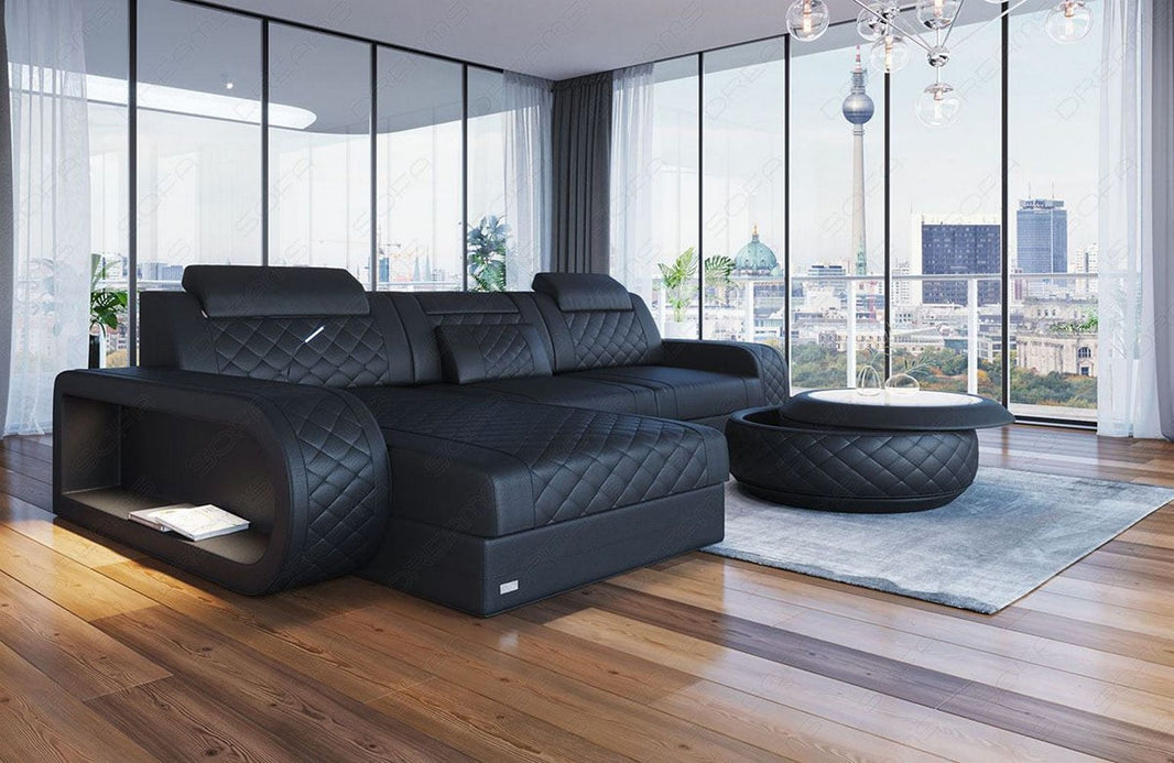 Mini Ecksofa Berlin L-Form in Leder