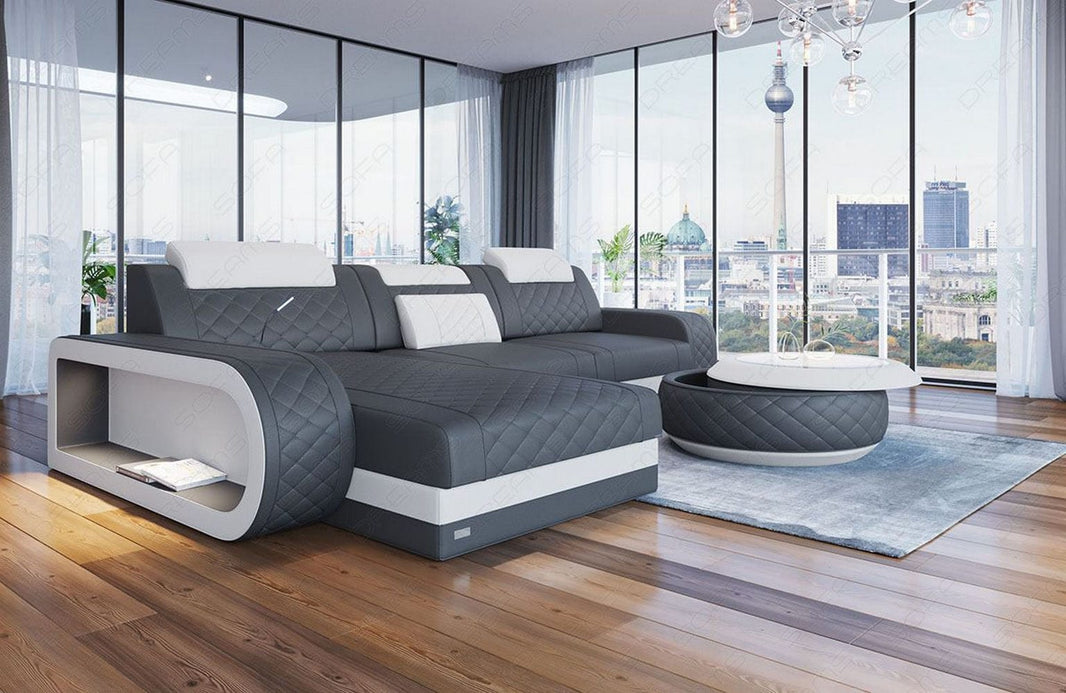 Mini Ecksofa Berlin L-Form in Leder