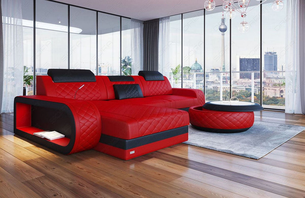 Mini Ecksofa Berlin L-Form in Leder
