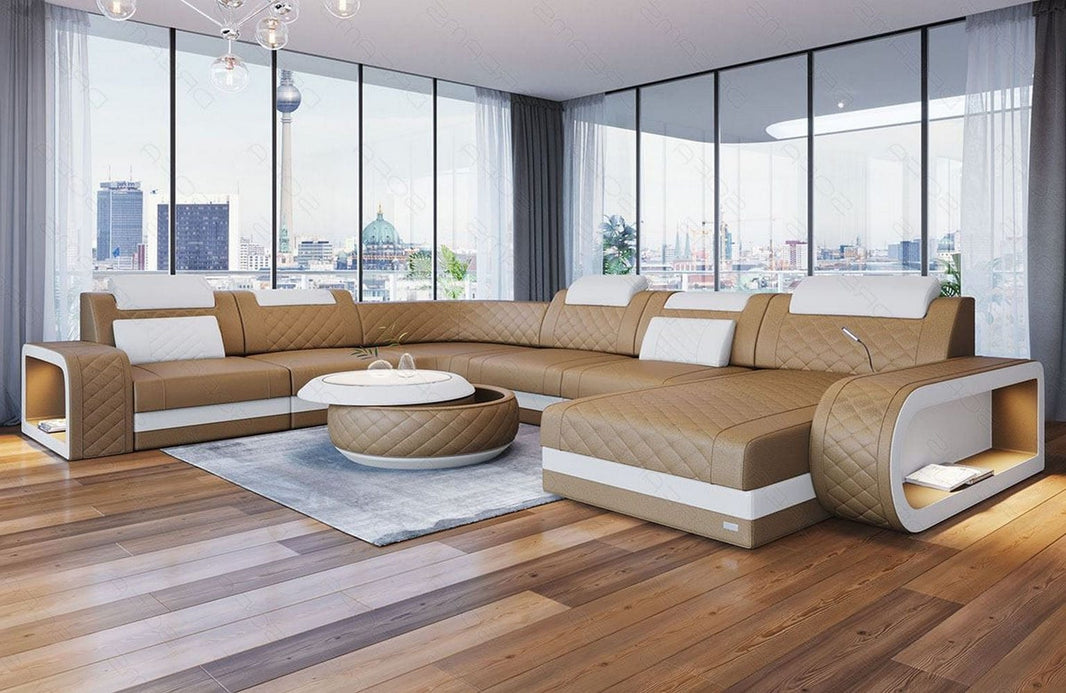 XXL Wohnlandschaft Berlin U-Form in Leder