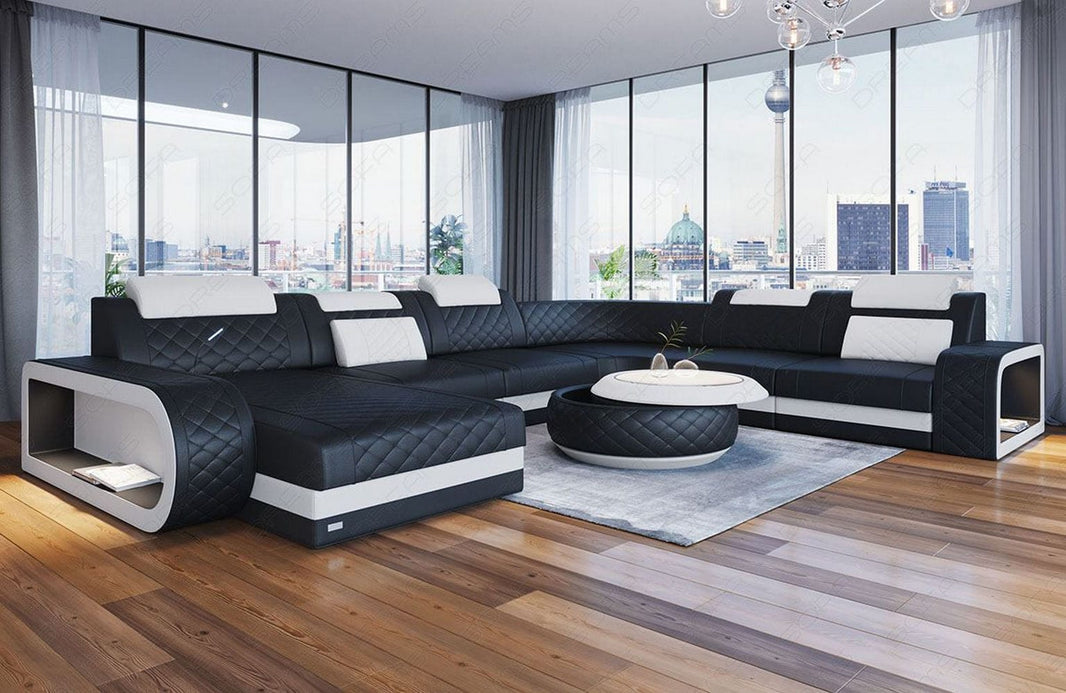 XXL Wohnlandschaft Berlin U-Form in Leder