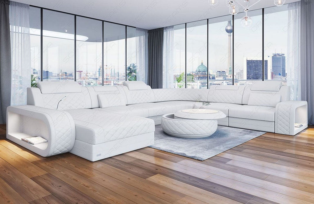 XXL Wohnlandschaft Berlin U-Form in Leder