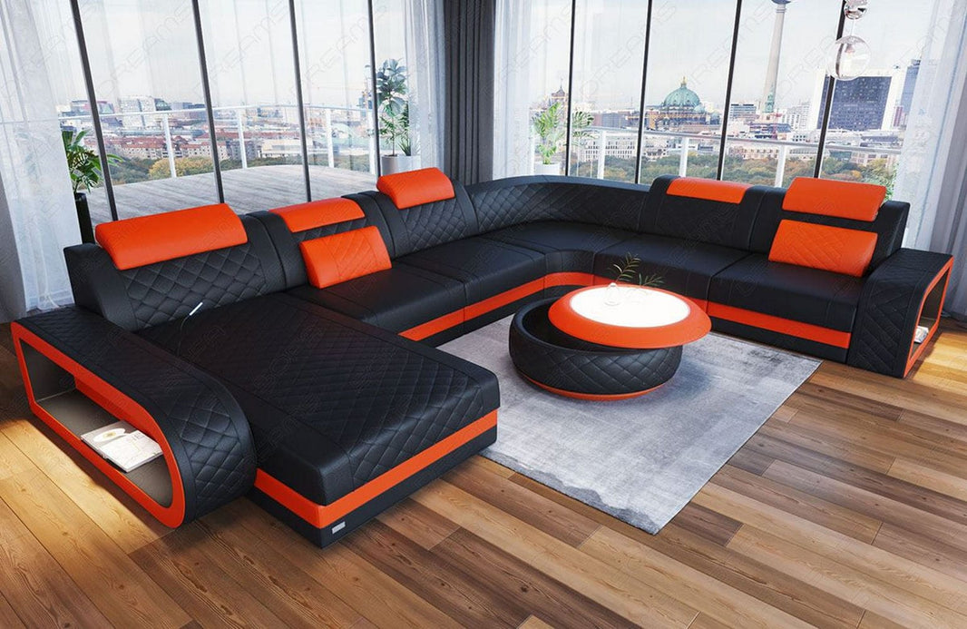 XXL Wohnlandschaft Berlin U-Form in Leder