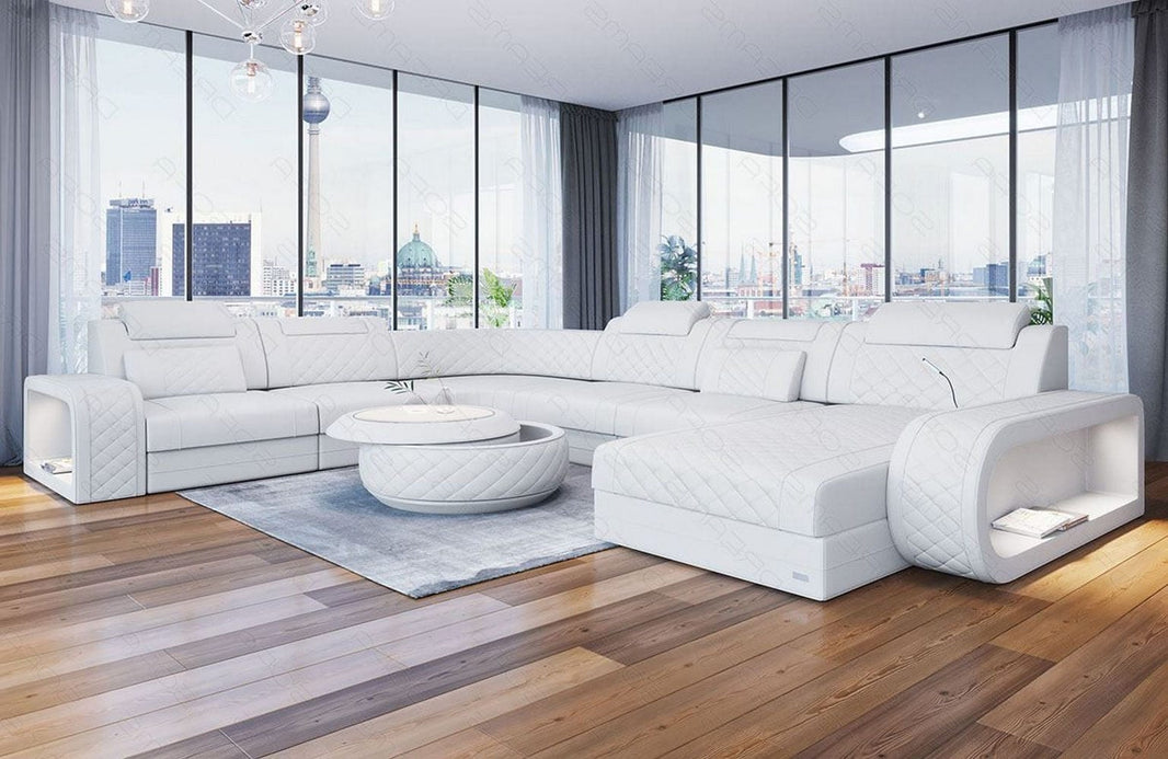 XXL Wohnlandschaft Berlin U-Form in Leder