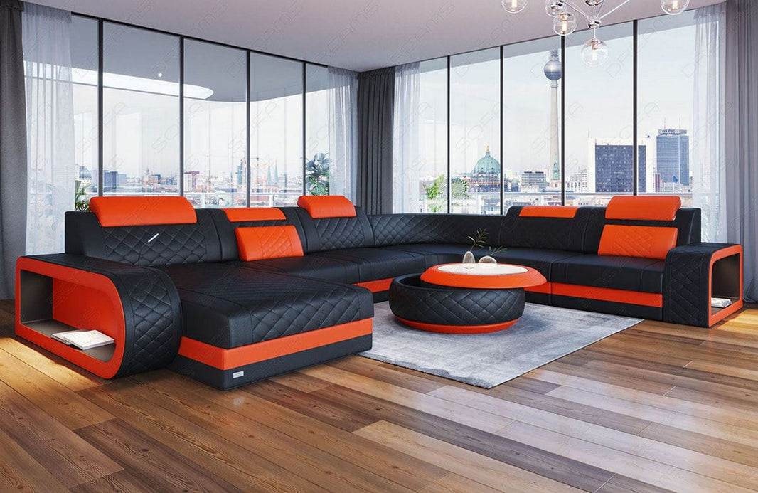 XXL Wohnlandschaft Berlin U-Form in Leder