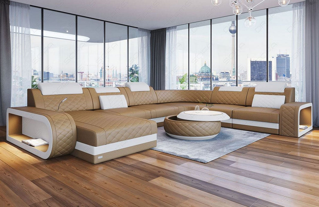 XXL Wohnlandschaft Berlin U-Form in Leder