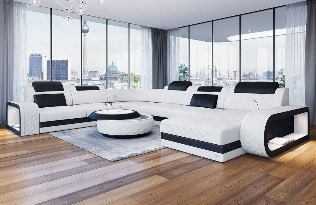 XXL Wohnlandschaft Berlin U-Form in Leder
