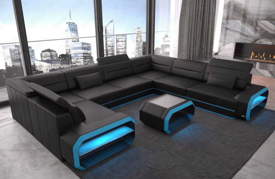 Mini Couch Verona U-Form in Leder