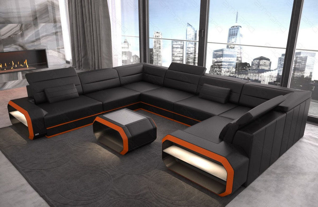 Mini Couch Verona U-Form in Leder