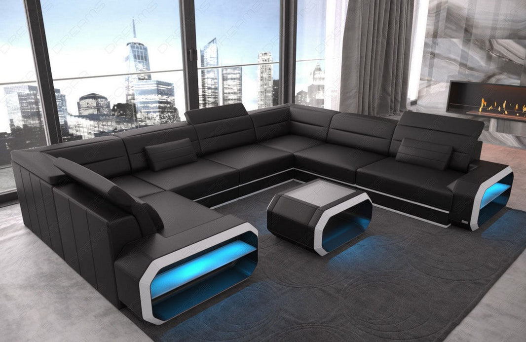 Mini Couch Verona U-Form in Leder