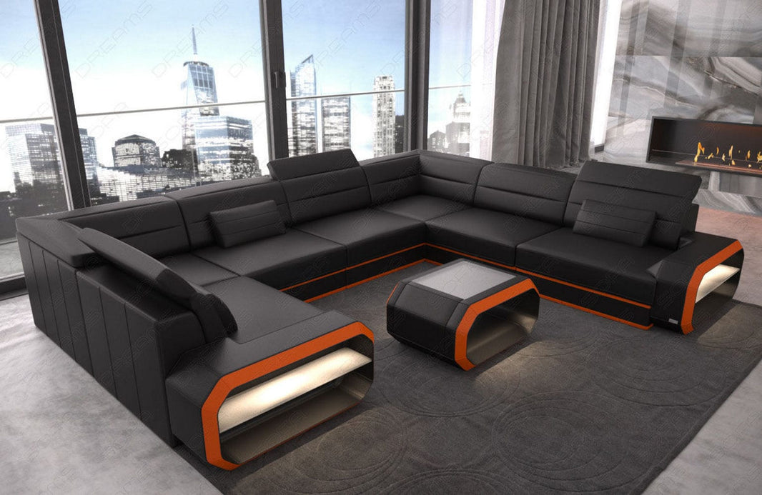 Mini Couch Verona U-Form in Leder