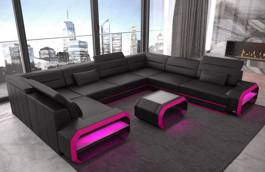 Mini Couch Verona U-Form in Leder