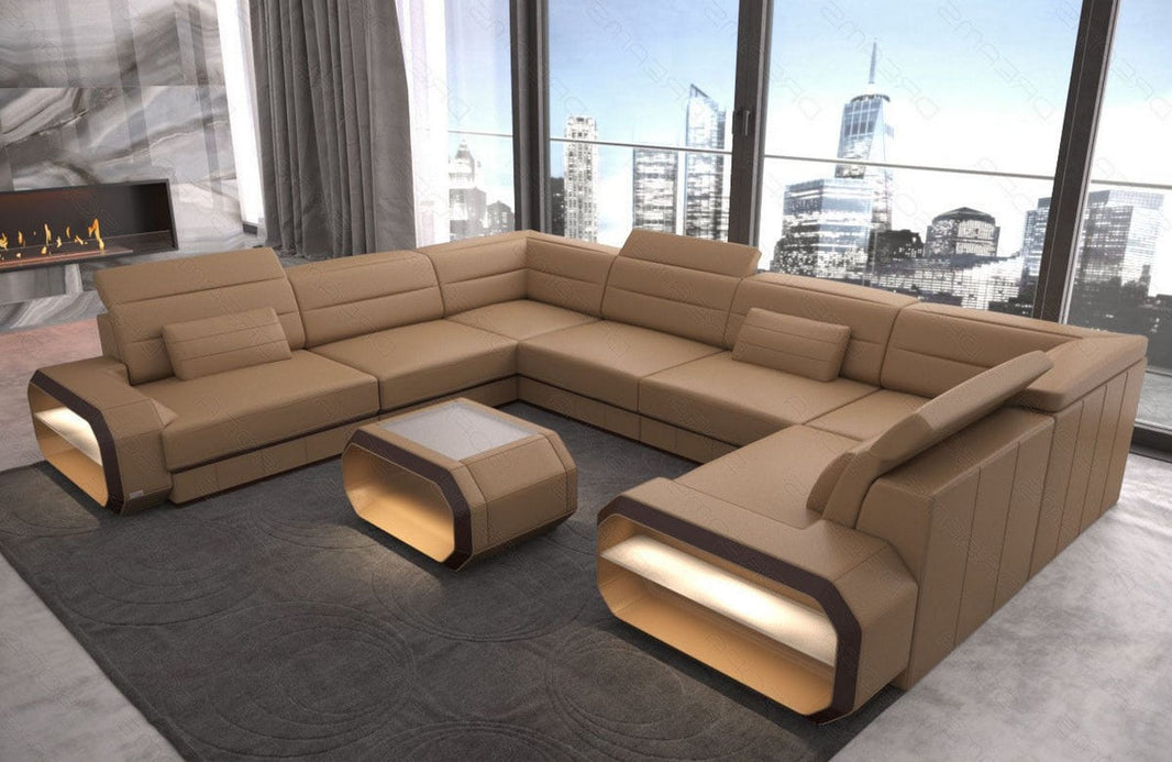 Mini Couch Verona U-Form in Leder