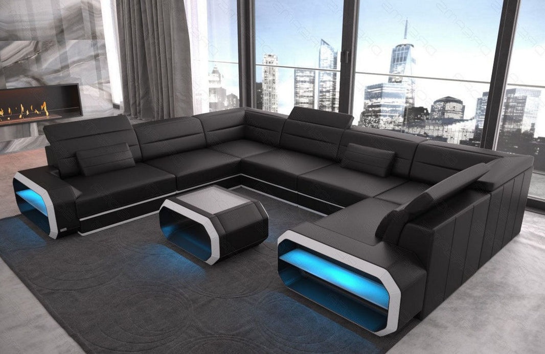 Mini Couch Verona U-Form in Leder