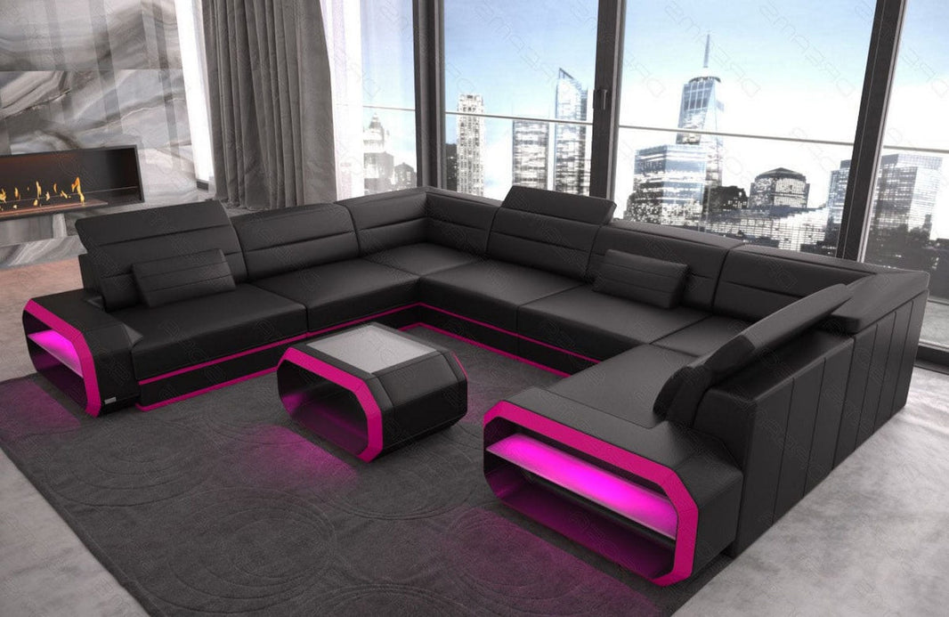 Mini Couch Verona U-Form in Leder