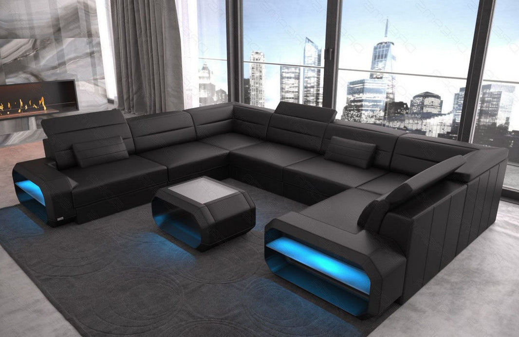 Mini Couch Verona U-Form in Leder