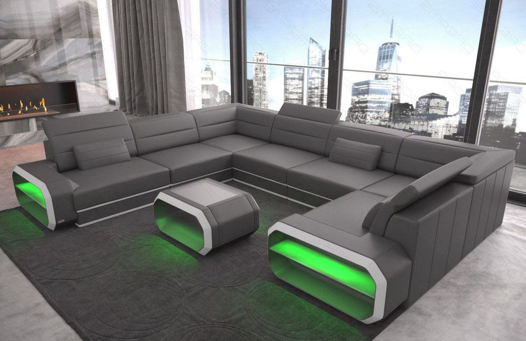 Mini Couch Verona U-Form in Leder