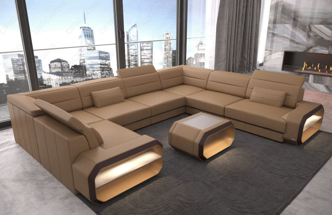 Mini Couch Verona U-Form in Leder