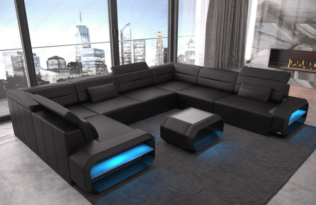 Mini Couch Verona U-Form in Leder