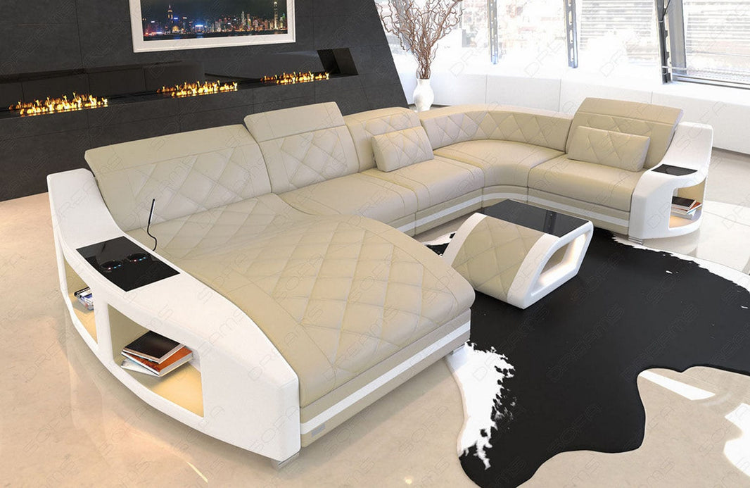 Mini Wohnlandschaft Swing U-Form in Leder