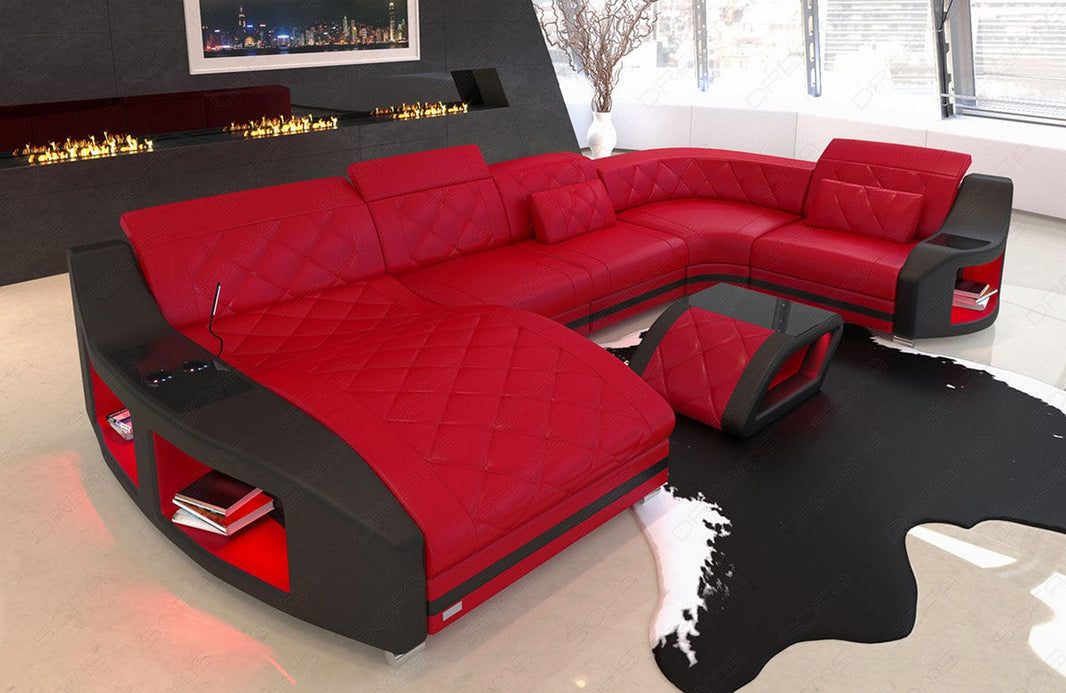 Mini Wohnlandschaft Swing U-Form in Leder