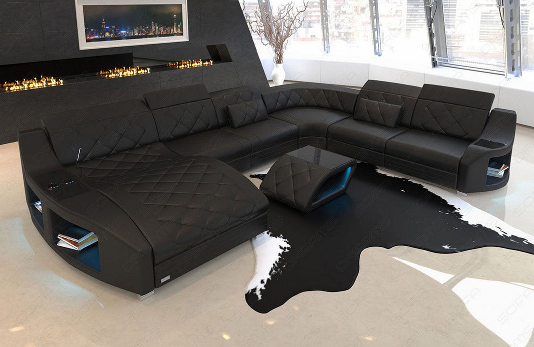 XXL Wohnlandschaft Swing U-Form aus Leder