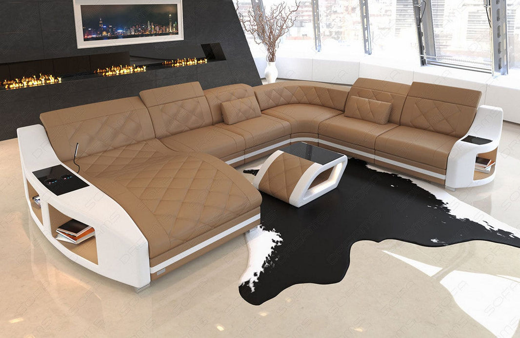 XXL Wohnlandschaft Swing U-Form aus Leder