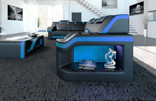 Ecksofa Padua L-Form in Leder schwarz-blau