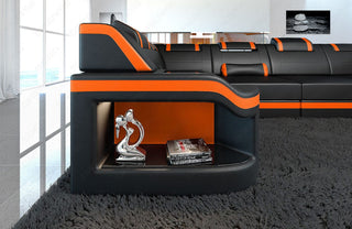 Mini Wohnlandschaft Padua U-Form in Leder Schwarz-Orange