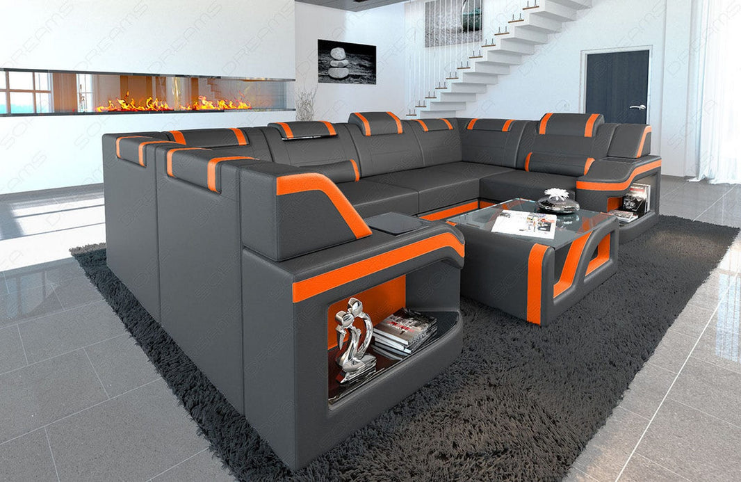 Designsofa Padua U-Form aus Leder