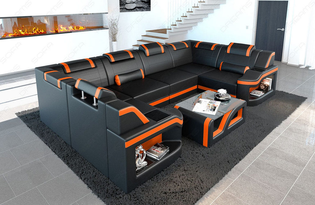 Designsofa Padua U-Form aus Leder