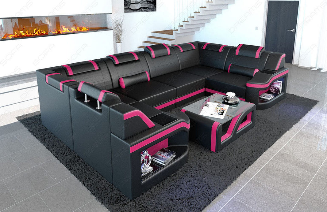 Designsofa Padua U-Form aus Leder
