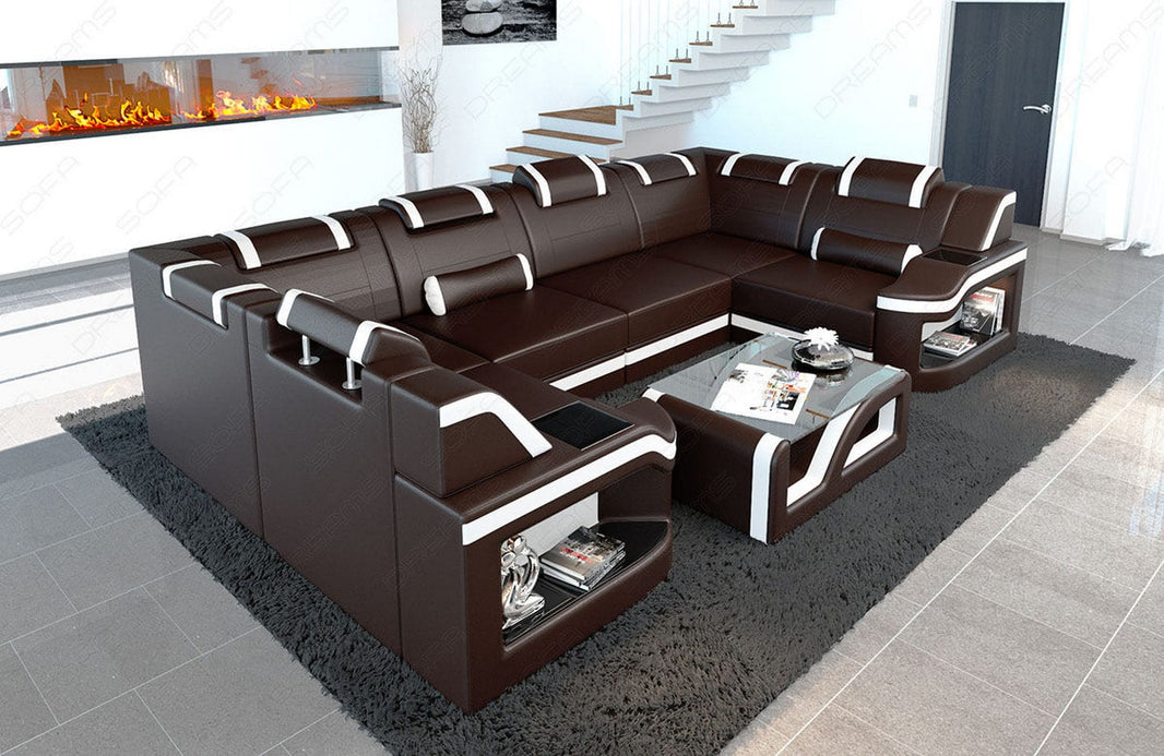 Designsofa Padua U-Form aus Leder