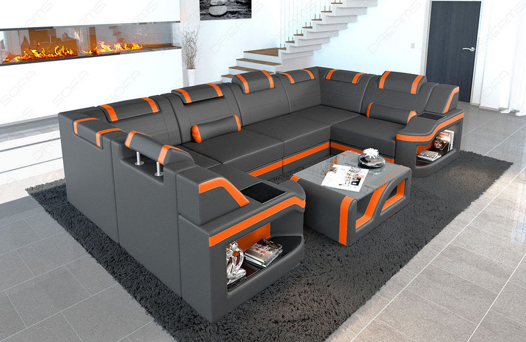 Designsofa Padua U-Form aus Leder