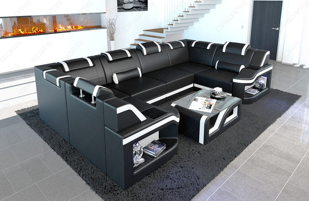Designsofa Padua U-Form aus Leder