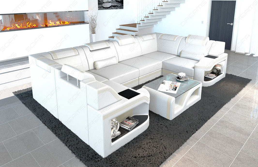 Designsofa Padua U-Form aus Leder