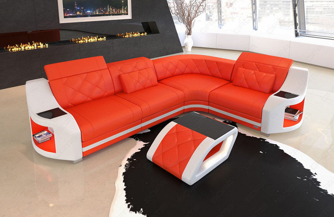 Mini Ecksofa Genua L-Form in Leder