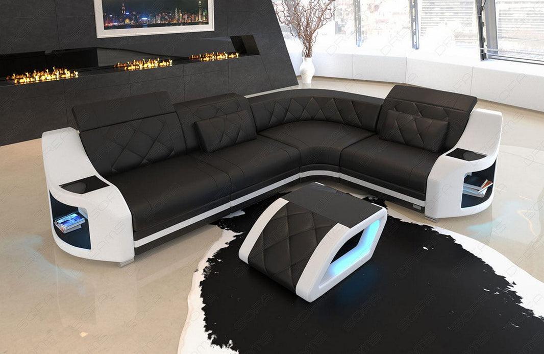 Mini Ecksofa Genua L-Form in Leder