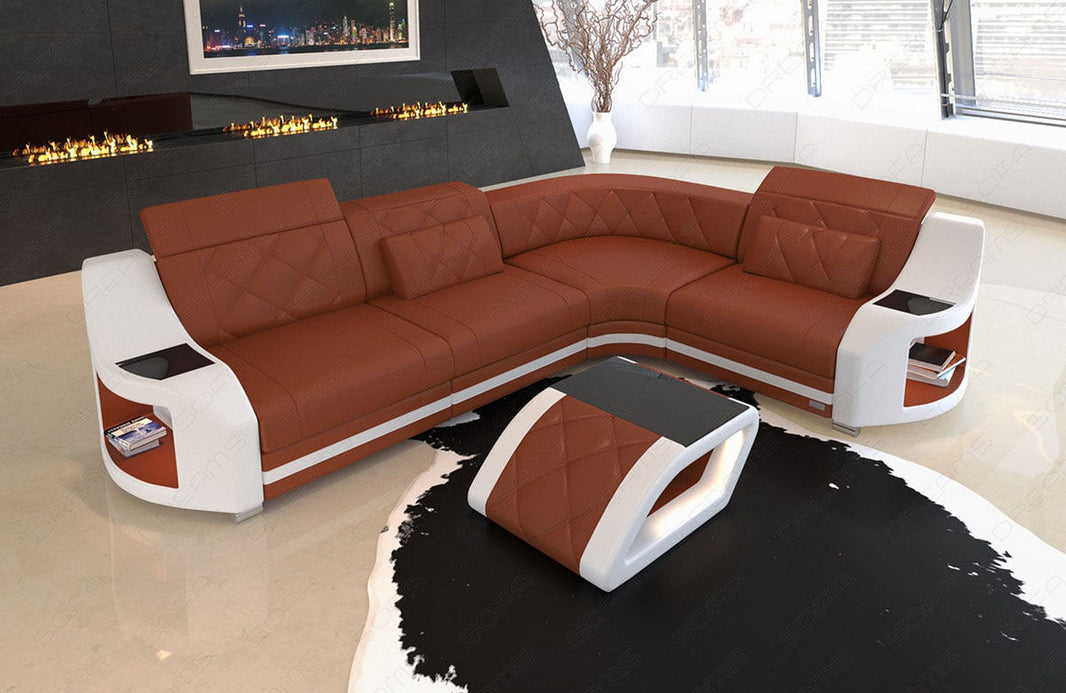 Mini Ecksofa Genua L-Form in Leder