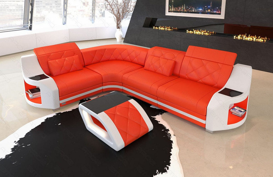 Mini Ecksofa Genua L-Form in Leder