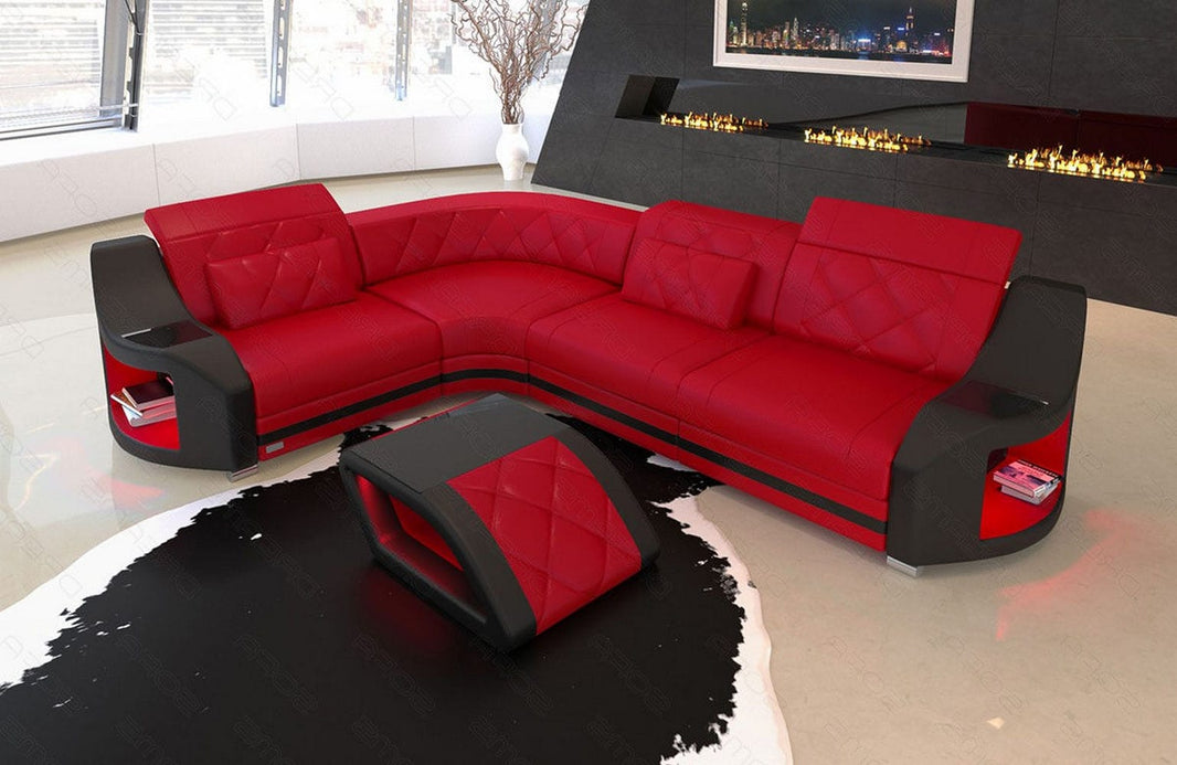 Mini Ecksofa Genua L-Form in Leder