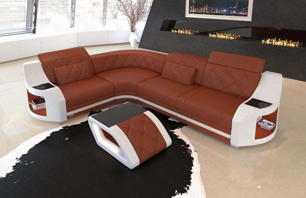 Mini Ecksofa Genua L-Form in Leder