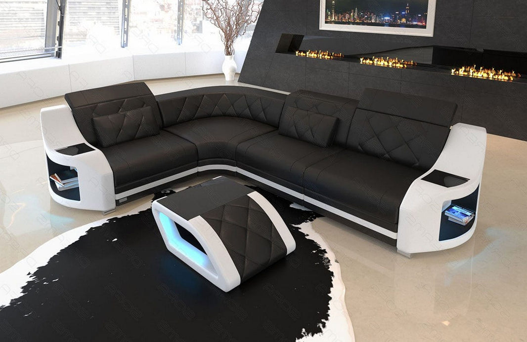 Mini Ecksofa Genua L-Form in Leder