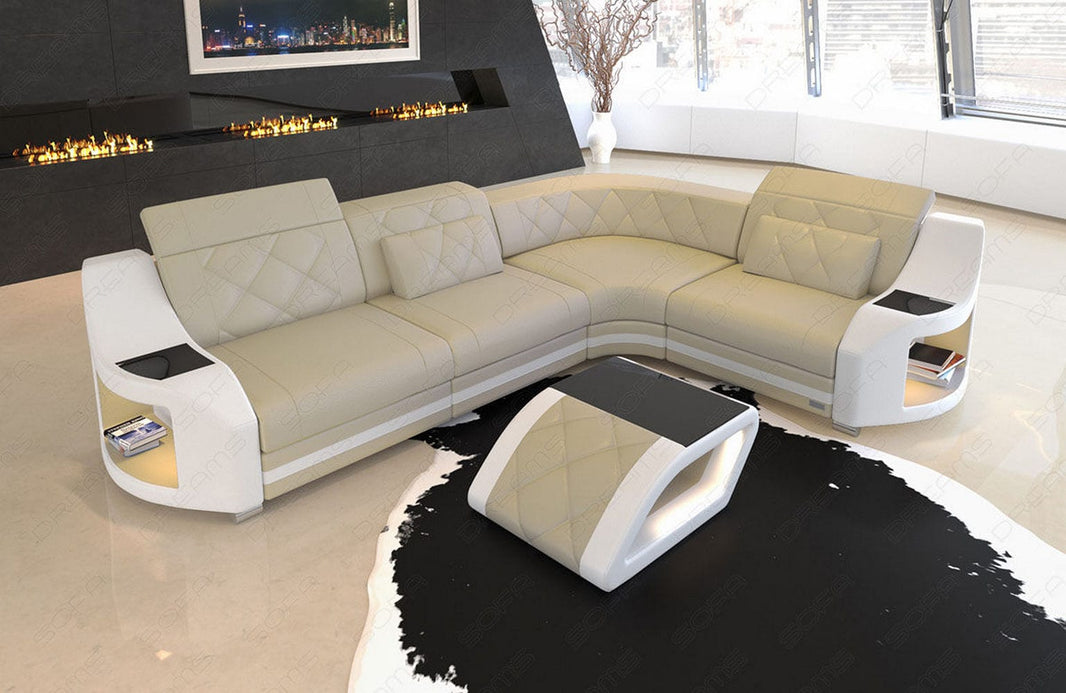 Ecksofa Genua L-Form in Leder