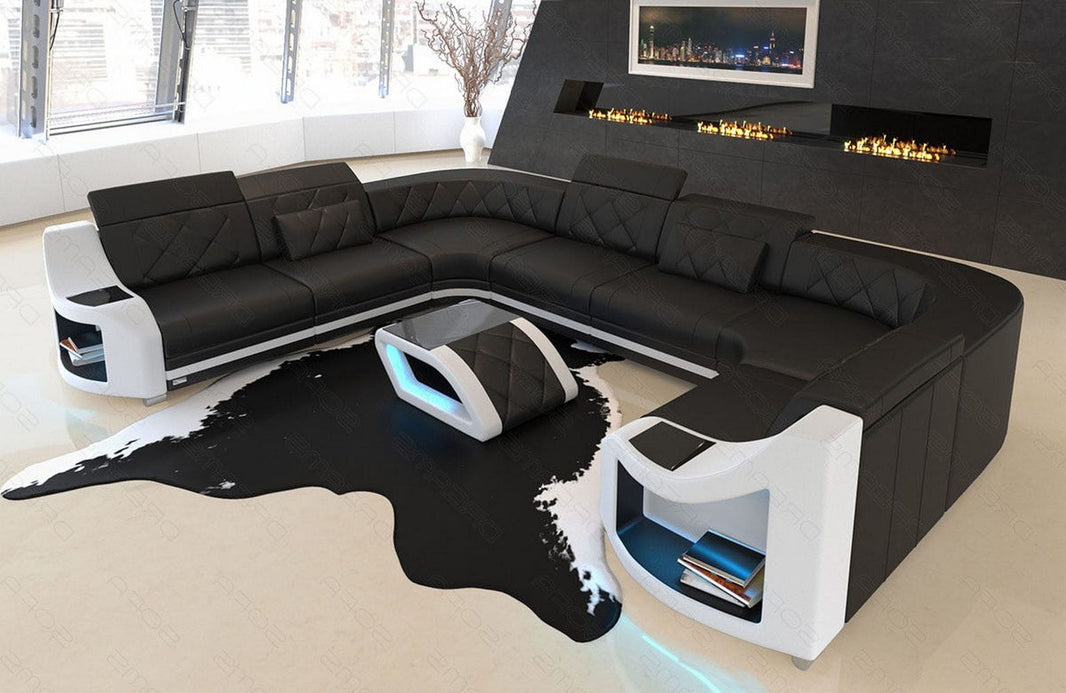 Mini Sofa Genua U-Form aus Leder
