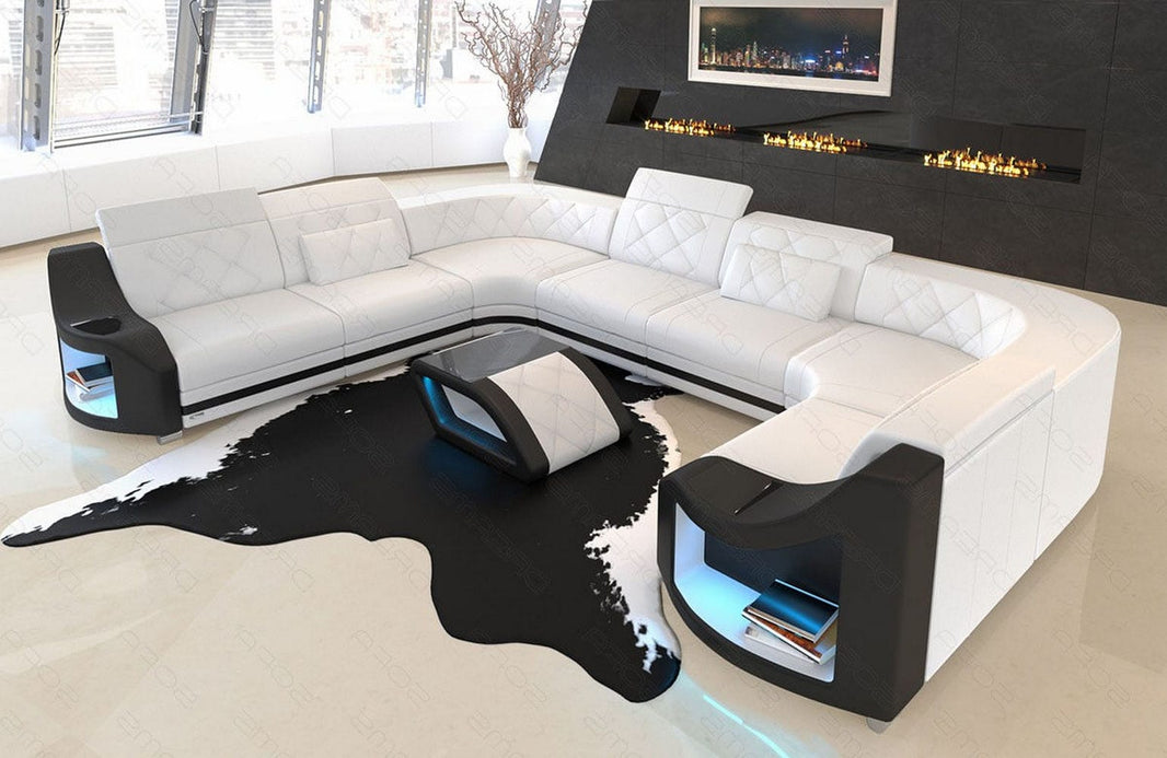 Mini Sofa Genua U-Form aus Leder