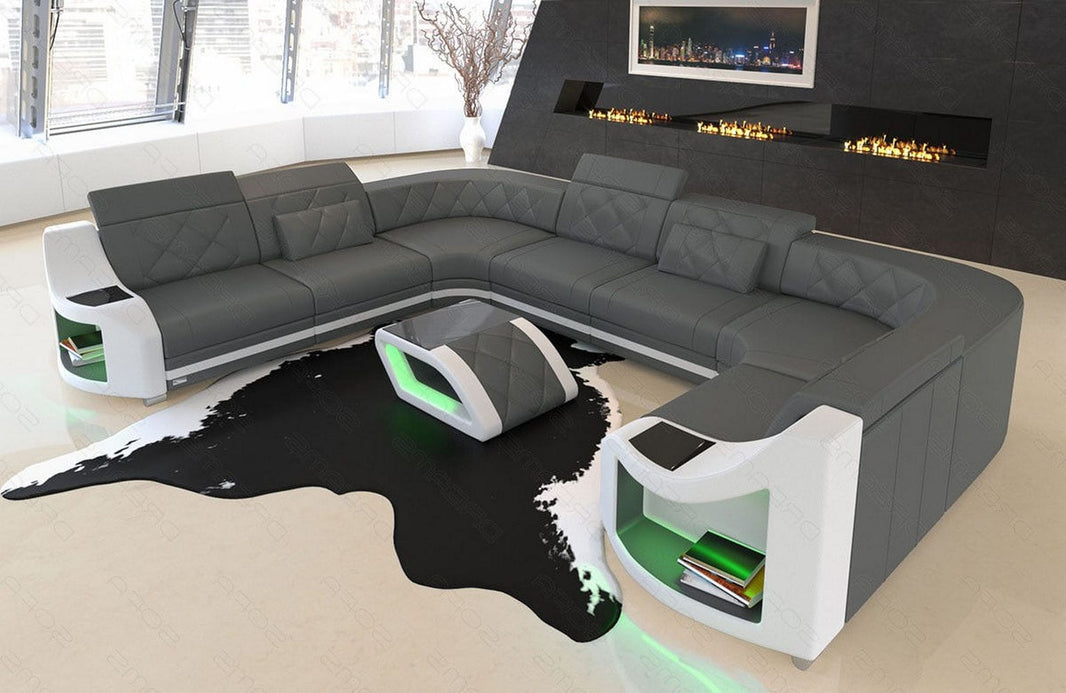 Mini Sofa Genua U-Form aus Leder