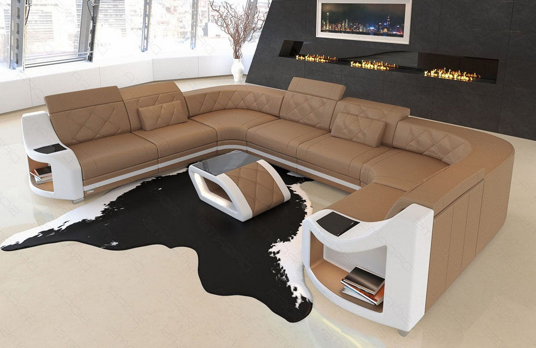 Mini Sofa Genua U-Form aus Leder