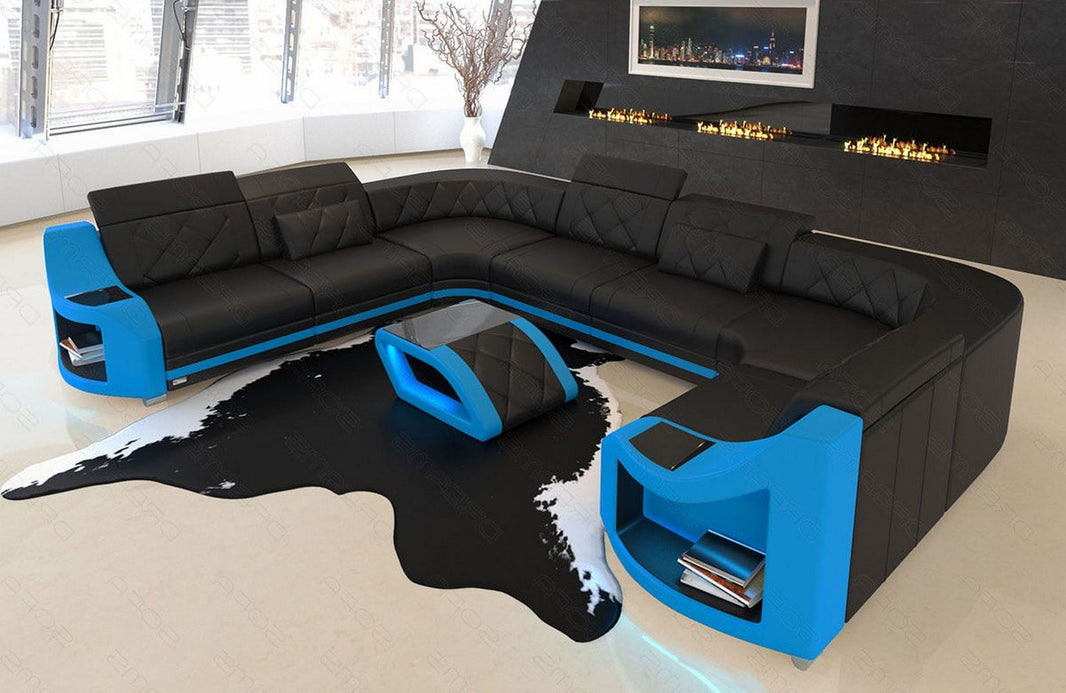 Mini Sofa Genua U-Form aus Leder